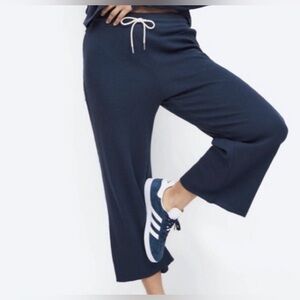 Mate the Label Organic Cotton Thermal Wide Leg Pants in Midnight Blue Size XS
